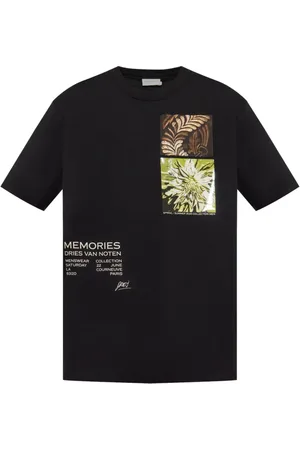 DRIES VAN NOTEN Koszulki, Mężczyzna, Czarny, L, Bawełna, T-shirt z nadrukiem graficznym