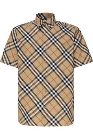 Burberry Koszule, Mężczyzna, Beżowy, XL, Bawełna, Koszula z krótkim rękawem w kratę Vintage Check