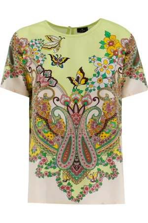 Etro Koszulki, Kobieta, Wielobarwność, S, Elegancka biała bluzka w kwiatowy wzór