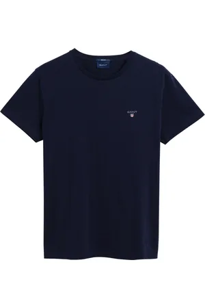GANT Koszulki, Mężczyzna, Niebieski, 2XL, Bawełna, T-shirt z haftowanym logo