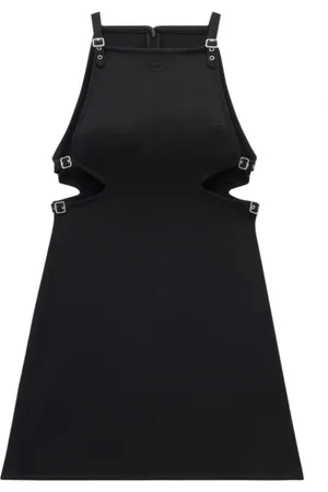 Courrèges Sukienki, Kobieta, Czarny, S, Poliester, Sukienka Twill z Klamrą Slash