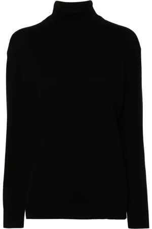 Brunello Cucinelli Swetry, Kobieta, Czarny, L, Kaszmir, Golf z Długim Rękawem