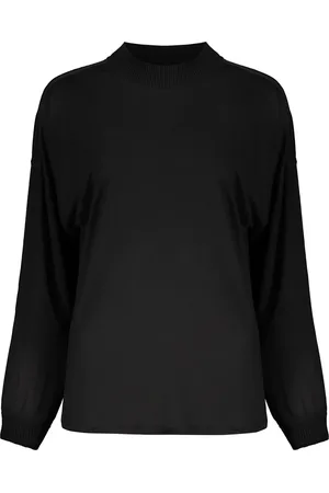 HERNO Swetry, Kobieta, Czarny, XL, Bawełna, Bluza z Paskami i ściągaczami w Kołnierzyku
