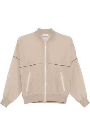 Brunello Cucinelli Kurtki, Kobieta, Beżowy, S, Wełna, Bomber Jacket