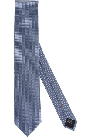 Ermenegildo Zegna Akcesoria, Mężczyzna, Niebieski, ONE SIZE, Jedwabny krawat z mikrowzorem