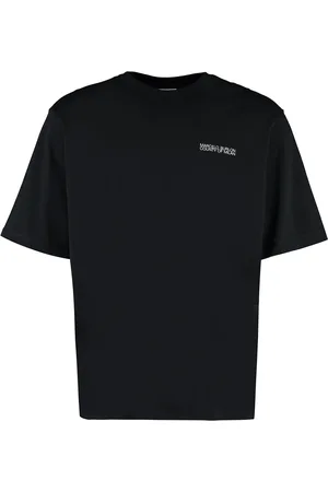 MARCELO BURLON Koszulki, Mężczyzna, Czarny, S, Bawełna, Bawełniana koszulka z okrągłym dekoltem i nadrukiem na plecach