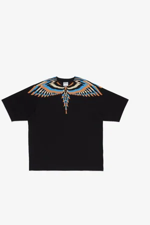 MARCELO BURLON Koszulki, Mężczyzna, Czarny, S, Koszulka Oversize Optical Wings
