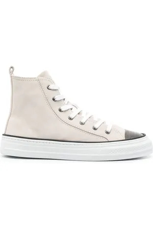 Brunello Cucinelli Buty, Kobieta, Beżowy, 37 EU, Skóra, Ozdobne sneakersy high-top
