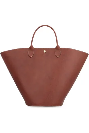 Longchamp Torebki, Kobieta, brązowy, ONE SIZE, Skóra, Gładka skórzana torba typu tote