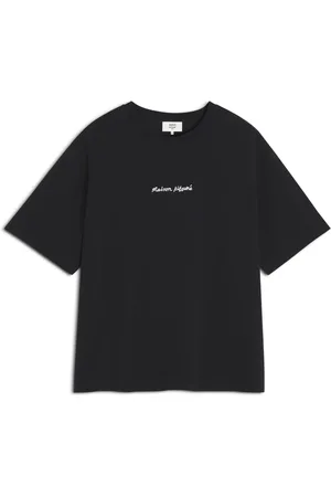 Maison Kitsuné Koszulki, Mężczyzna, Czarny, L, T-shirt z haftem logo