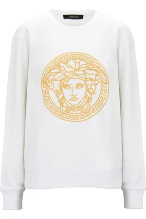 VERSACE Bluzy, Kobieta, Biały, M, Damski bluza z haftem na okrągłym dekolcie