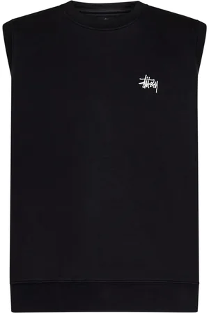 STUSSY Koszulki, Mężczyzna, Czarny, S, Bawełna, Bawełniana kurtka bez rękawów z logo