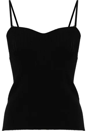 Emporio Armani Koszulki, Kobieta, Czarny, S, Czarny Top Dzianinowy Bez Rękawów