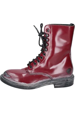 Moma Buty, Kobieta, Czerwony, 37 EU, Vintage Skórzane Botki na Kostkę dla Kobiet