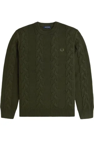 Fred Perry Swetry, Mężczyzna, Zielony, L, Bawełna, Bluza Crew Neck