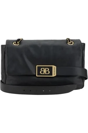 Balenciaga Torebki, Kobieta, Czarny, ONE SIZE, Len, Elegancka Flapowa Torba na Ramię z Rączką na Łańcuszku