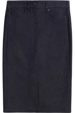 Max Mara Spódnice, Kobieta, Niebieski, L, Denim, Bawełniana spódnica ołówkowa z efektem denimu
