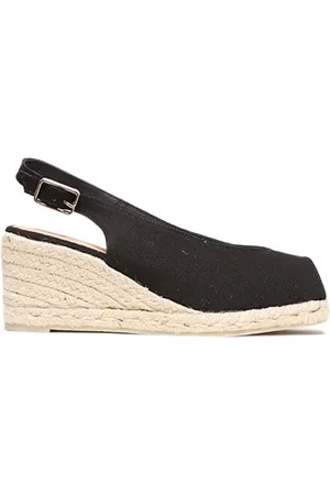 Castaner Buty, Kobieta, Czarny, 37 EU, Bawełna, Espadryle na koturnie z odkrytymi palcami