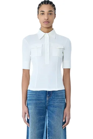 Chloé Koszulki, Kobieta, Biały, L, Logo Motif Polo Top