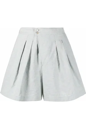 FORTE FORTE Szorty, Kobieta, Niebieski, L, Tweed, Niebieskie lniane szorty tweedowe w stylu casual