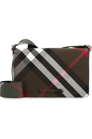 Burberry Torebki, Mężczyzna, Zielony, ONE SIZE, Bawełna, Materiałowa torba na ramię z motywem