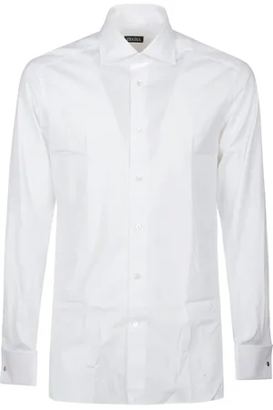 Ermenegildo Zegna Koszule, Mężczyzna, Biały, 3XL, Bawełna, Koszulka z długim rękawem ze streczowanej bawełny