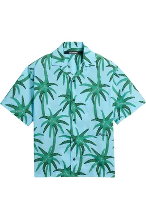 Jacquemus Koszule, Mężczyzna, Wielobarwność, S, Niebieska Koszula z Guzikami Krótkie Rękawy