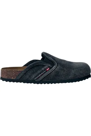 Diesel Buty, Kobieta, Czarny, 39 EU, Bawełna, Wsuwane buty jeansowe z nadrukiem logo