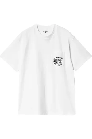 Carhartt Koszulki, Mężczyzna, Biały, S, Bawełna, Koszulka Pocket T-Shirt z nadrukiem Fragments