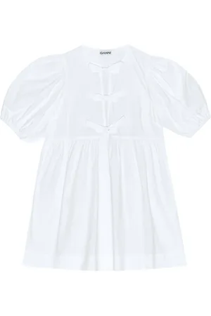 Ganni Sukienki, Kobieta, Biały, S, Bawełna, Bawełniana Sukienka