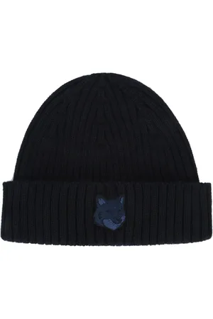Maison Kitsuné Akcesoria, Kobieta, Niebieski, ONE SIZE, Wełna, FOX Head Beanie