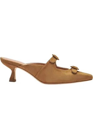Scarosso Buty, Kobieta, brązowy, 36 EU, Zamsz, Eleganckie wsuwane klapki na obcasie z zamszu w kolorze tan