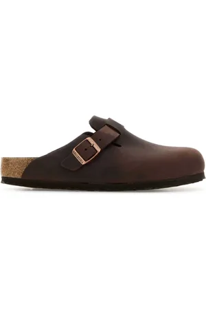 Birkenstock Buty, Mężczyzna, brązowy, 44 EU, Brązowe skórzane kapcie Boston