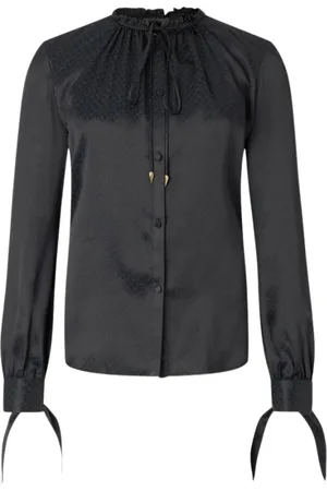 Roberto Cavalli Bluzki, Kobieta, Czarny, M, Jedwabna koszula z efektem węża