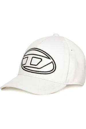 Diesel Akcesoria, unisex, Biały, L, Bawełna, Biała Czapka Baseballowa z Logo w Konturze
