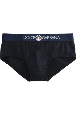 Dolce & Gabbana Bielizna, Mężczyzna, Niebieski, 2XL, Bawełna, Bawełniane slipy z logo i elastycznym paskiem