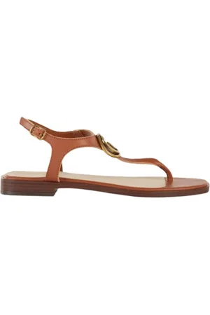 Guess Buty, Kobieta, brązowy, 36 EU, Skóra, Płaskie skórzane sandały z paskiem na kostce