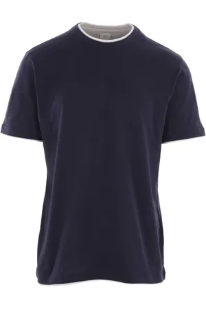 ELEVENTY Koszulki, Mężczyzna, Niebieski, XL, Bawełna, Bawełniany T-shirt z białymi brzegami
