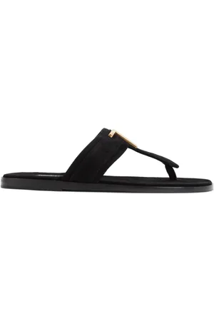 Tom Ford Buty, Mężczyzna, Czarny, 43 EU, Czarne Skórzane Sandały dla Mężczyzn
