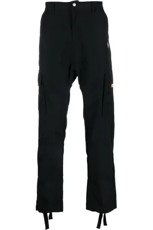 MARCELO BURLON Spodnie, Mężczyzna, Czarny, M, Nylon, Czarne Białe Spodnie Cargo z Krzyżami