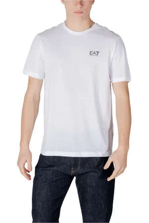 EA7 Koszulki, Mężczyzna, Biały, M, Bawełna, Stylowy T-shirt z Nadrukiem na Lato