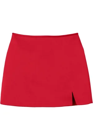 Marc Jacobs Spódnice, Kobieta, Czerwony, S, Satyna, Czerwona satynowa spódnica z wykroju skośnego