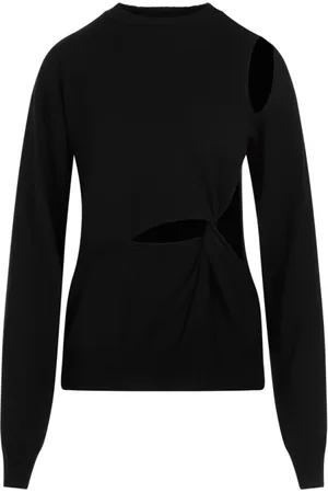 Sportmax Swetry, Kobieta, Czarny, S, Wełna, Sweter z wycięciem Holiday z czystej wełny dziewiczej