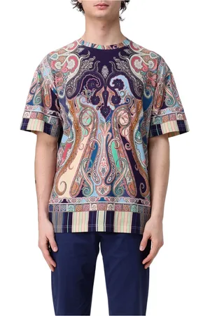 Etro Koszulki, Mężczyzna, Wielobarwność, L, Bawełna, T-Shirt z wzorem paisley