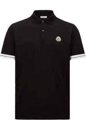Moncler Koszulki, Mężczyzna, Czarny, 2XL, Polo z Paskami i Logotypem