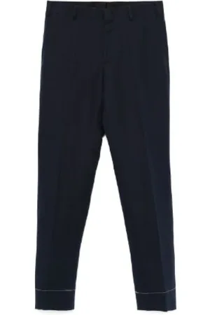 BRIONI Spodnie, Mężczyzna, Czarny, XL, Niebieskie Spodnie Oxford z Hakiem i Zamkiem