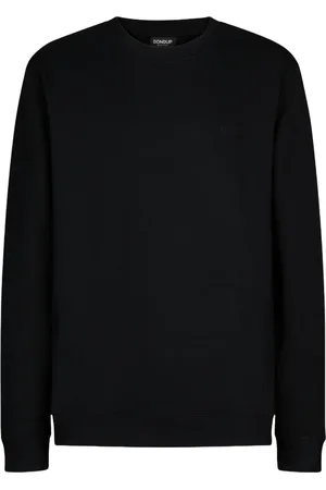 Dondup Bluzy, Mężczyzna, Czarny, M, Czarny Sweter z Nadrukiem Logo z Bawełny