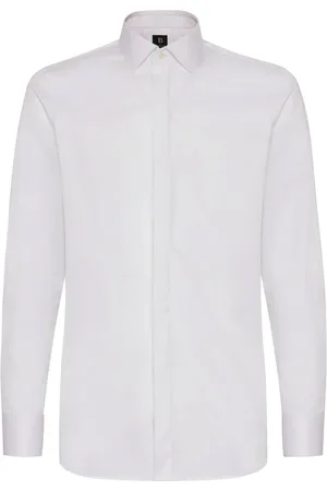 Boggi Milano Koszule, Mężczyzna, Biały, 2XL, Bawełna, Koszula Slim Fit z Bawełny Satynowej
