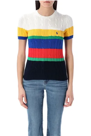 Ralph Lauren Swetry, Kobieta, Wielobarwność, XL, Odzież damska Sweter Niebieski Satrun Multi Ss 25