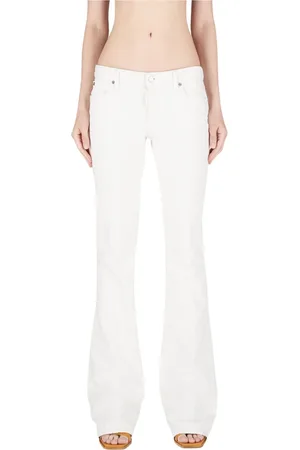 Dsquared2 Spodnie, Kobieta, Biały, S, Bawełna, Białe Proste Spodnie